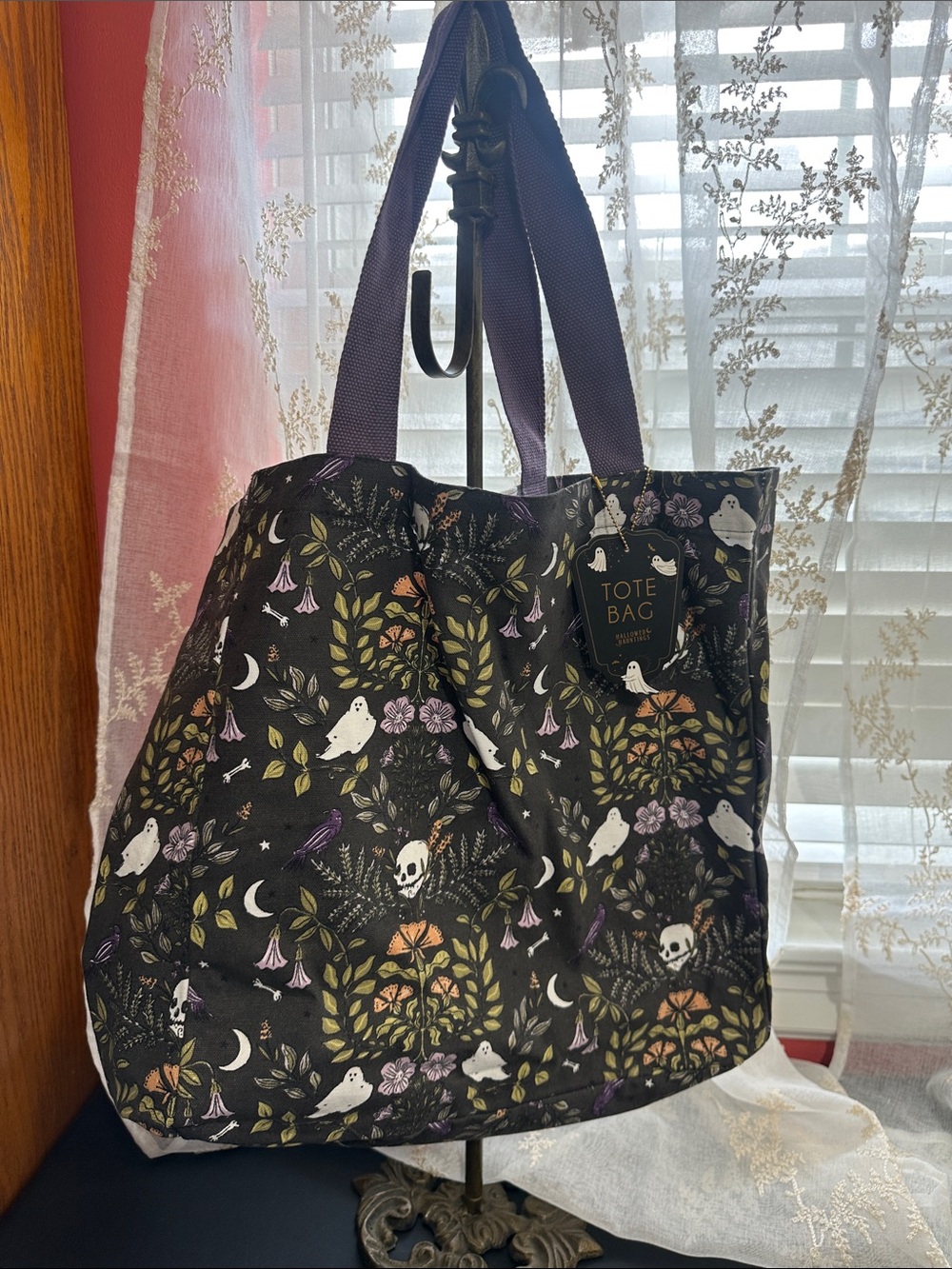 Hallowed hauntings Halloween cotton tote bag